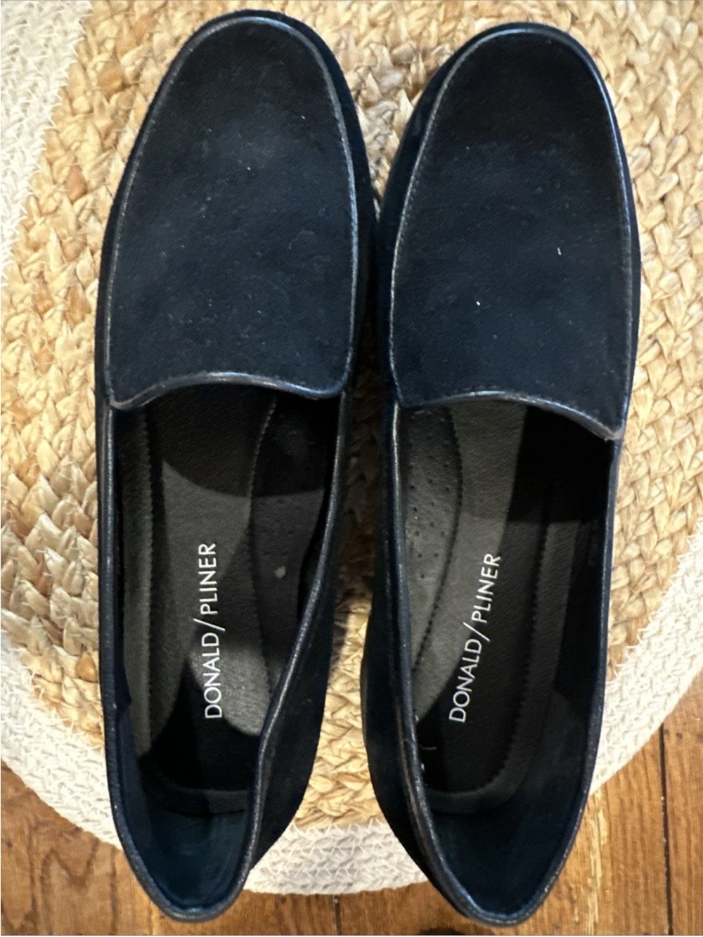 Donald J Pliner Women's Casual Black Suede Loafer Chunky Heel Shoes US Size 7M